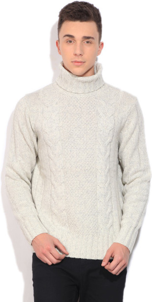 Nautica Self Design Casual Men White Sweater